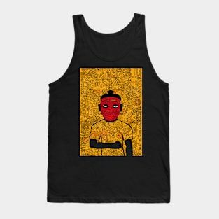 Gray Doodle Maven - Male Character with Dark Eyes and Gray Doodle Item Tank Top